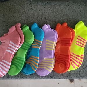 Set of 6 Bright Low Cut Sport Socks